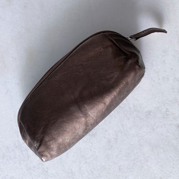 3/$36 - NWOT! New Laura Mercier bronze metallic brown cosmetic bag makeup pouch - Picture 2 of 6